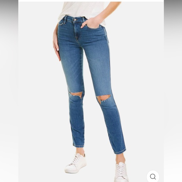 FRAME Le High distressed high rise stretch jeans 24